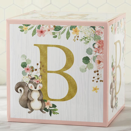Kate Aspen Pink Woodland Baby Shower, One Size, Block Box Decoration