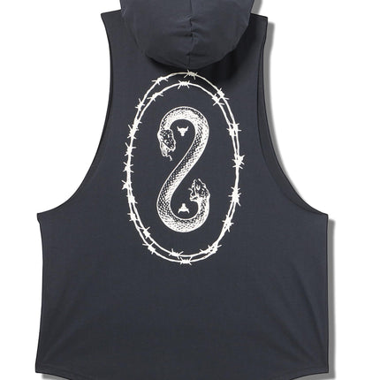 Under Armour Men's Project Rock Snake Sleeveless Hoodie, (001) Black / White Clay / White, L