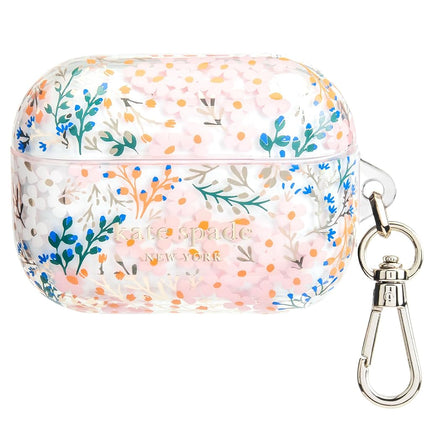 kate spade new york AirPods Pro Protective Case with Keychain Ring - Multi Floral Rose, Compatible with AirPods Pro 2nd / 1st Generation