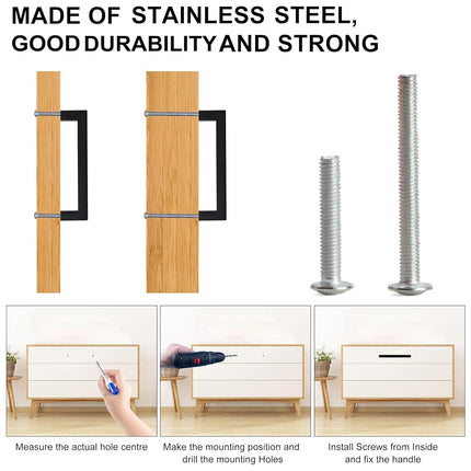 Redunest Cabinet Pulls Matte Black Cabinet Handles Square Drawer Pulls, 10 Pack 10 Inch Stainless Steel Kitchen Door Cupboard Cabinet Handles, Drawer Hardware Handles, 256mm Hole Centers