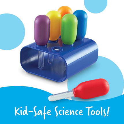 Learning Resources Jumbo Colorful Eyedroppers - Set of 6 with Stand, Ages 3+, Science Class Tools, Preschool Science, Sensory Accessories,Droppers for Kids, Back to School Supplies
