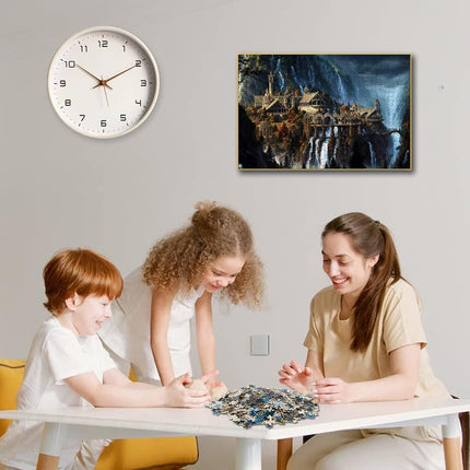 Phinli Jigsaw Puzzles 1000 Piece Puzzle for Adults and Kids,Lord of The Rings Puzzle,Waterfall Town Landscape Puzzles Game Decompression Toys Gift Home Decor Wall Art,29.5x19.7 Inch