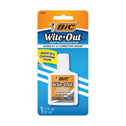BIC Wite-Out Brand Quick Dry Correction Fluid, 20 ml, White, 1-Count