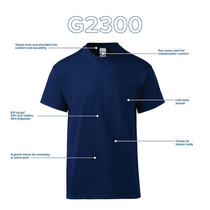 Gildan Adult Ultra Cotton T-Shirt with Pocket, Style G2300, 2-Pack, Safety Orange, S