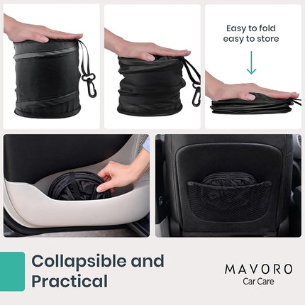Mavoro Car Trash Can | Waterproof | Collapsible Pop-Up | 2 Gallon | 1-Pack