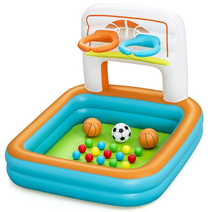 Bestway: Kick 'N Swish - 3-in-1 Multi-Use Ball Pit, 47x 42x33, Inflatable Sports Activitiy Center, Basketball-Soccer-Ball Pit, Indoor-Outdoor Kids 2+