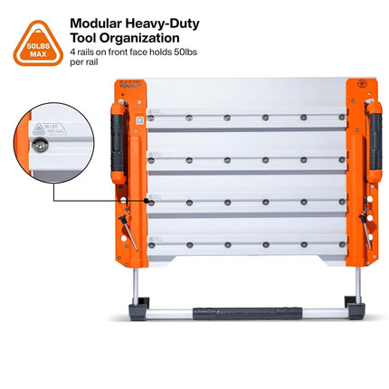 KLEIN TOOLS BC700WA LiftPro 24-Inch Wall Mount System, Heavy-Duty Modular Tool Organization with Four Interior Rails and One Exterior Rail, 50-Pound Capacity Per Rail For Man Lift and Scissor Lift