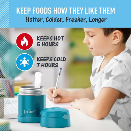 THERMOS FUNTAINER Kids Food Jar with Spoon, 10oz, Teal