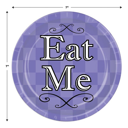 Beistle 58183 24 Piece Alice In Wonderland Plates, 7", Lavender/Pink/Black/White