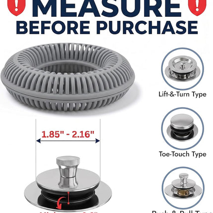 TUBRING The Ultimate Tub Drain Protector Hair Catcher/Strainer/Snare - Gray
