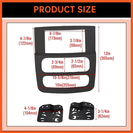 Kit de tablero estéreo doble DIN de alta calidad ECOTRIC, compatible con camionetas Dodge Ram 1500 2500 3500 2002-2005, negro, sin arnés de cableado