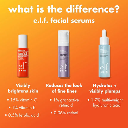 e.l.f. SKIN Bright Icon Vitamin C + E + Ferulic Serum, Brightening & Soothing Face Serum, Helps Even Skin Tone, Vegan & Cruelty-Free, 1 fl oz