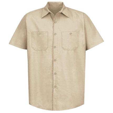 Red Kap Men's Industrial Work Shirt, Short Sleeve Utility Button, Light Tan, Large