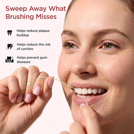 GuruNanda Expandable Waxed Dental Floss for Gentle, Deep Cleaning Wide Teeth Flossing - Cinnamon Flavor - 55 Yards
