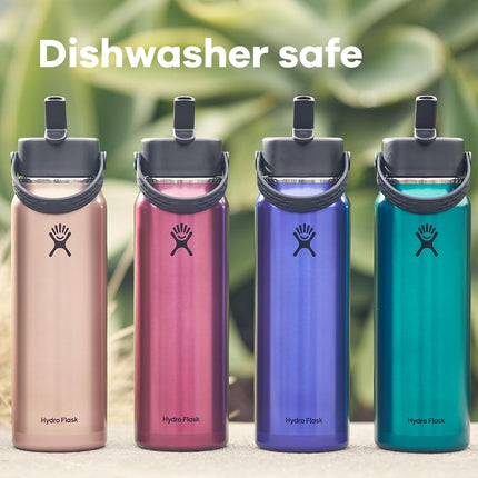 Hydro Flask 32 Oz Lightweight Wide Straw Lid - Insulated Stainless Steel Water Bottle - Hiking, Commuting Garnet Red
