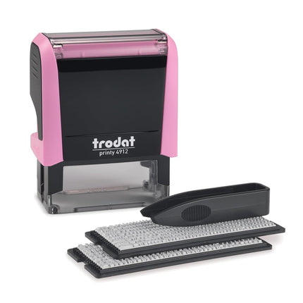 Trodat Printy 4912 Stamp to Design Yourself Pastel Pink - Self-Inking 4 Lines Black Imprint Colour 47 x 18 mm