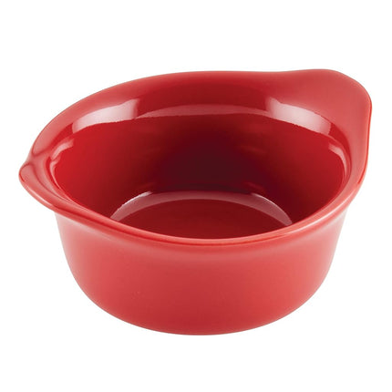 Rachael Ray Solid Glaze Ceramics Round Ramekins/Dipping Cup Set, 4 Piece, Red