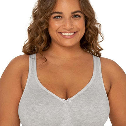 Fruit of the Loom Women's Plus Size Wireless Cotton Bra Full Coverage, Grey, 38DD