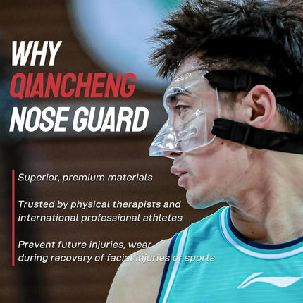 Qiancheng Nose Guard Face Shield, Protective Face Mask LX Black with Silicone Padding