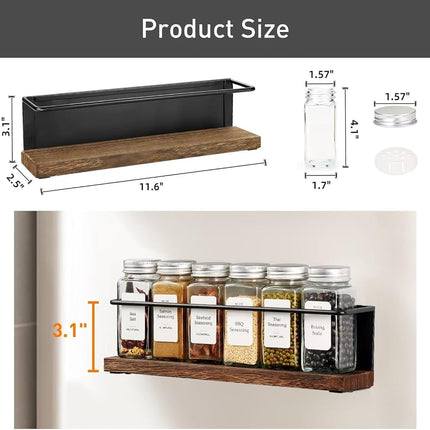 KitHero Magnetic Spice Rack with 24 Jars, 216 Labels, 1 Steel Funnel for Refrigerator，Microwave Oven - Full Set of Spice Organizer