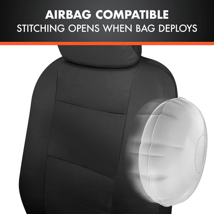 BDK Croc Skin Faux Leather Full Set Black – Front and Back Split Bench Seat Covers, Airbag Compatible, Interior Covers for Cars Trucks Vans and SUVs