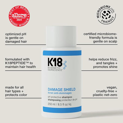 K18 Damage Shield Protective Shampoo, Gentle Daily Cleanse, 250ml