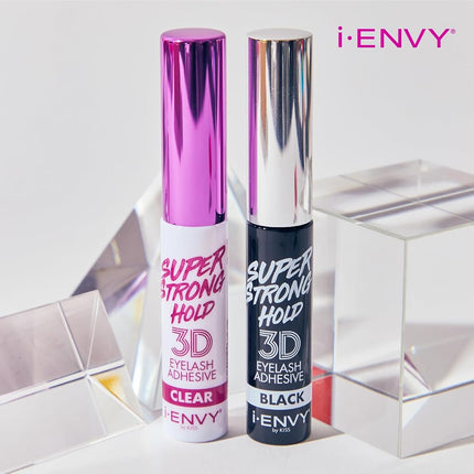 i•ENVY by Kiss Super Strong Hold 3D Strip Lash Glue (Clear), Waterproof Brush-On False Eyelash Adhesive, Latex-Free & Odor-Free, Long-Lasting & Easy Application, Ideal for Sensitive Eyes