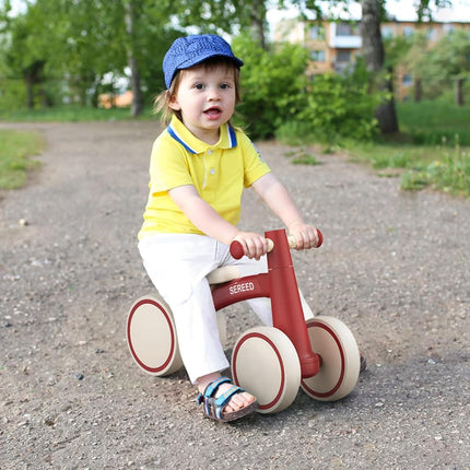 SEREED Baby Balance Bike for 1 Year Old Boys Girls 12-24 Months Toddler Balance Bike, 4 Wheels Toddler First Bike, First Birthday Gifts (Red)