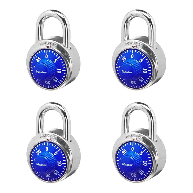 Master Lock 1506D Locker Combination Padlock, 4 Pack, Blue
