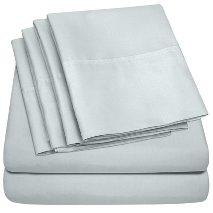 Juego de sábanas Sweet Home Collection de 6 piezas, 1500 hilos, microfibra fina, bolsillo profundo, fundas de almohada adicionales, excelente relación calidad-precio, tamaño matrimonial, azul porcelana