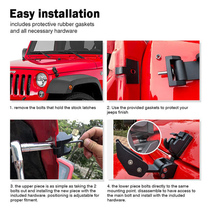 Xprite Aluminum Hood Latches with Star, Adjustable Hood Latch Catches Kit Compatible with 2007-2018 Jeep Wrangler JK JKU & 2018-2025 Jeep Wrangler JL JLU & 2020+ Gladiator JT, 1 Pair