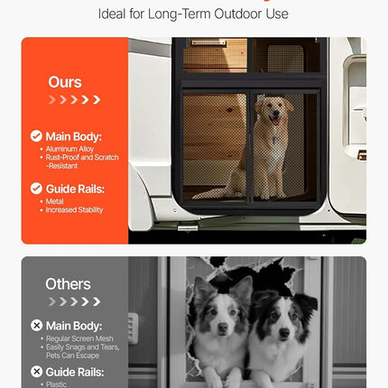 VEVOR RV Screen Door Protector, 26.5 x 20 inch Door Grille, Easy to Install and Disassemble, Reinforced Breathable Protective Mesh, Aluminum Alloy Camper RV Entry Protector for Pet Protection, Black