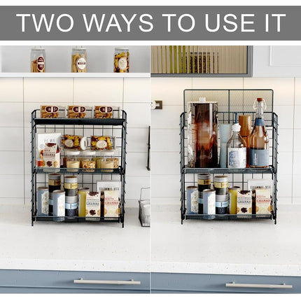 DTUQYX Organisateur d'étagère à épices, étagère à épices à 3 niveaux réglable en hauteur pour armoire, sans installation, étagère de rangement pliable polyvalente, convient pour la cuisine/la salle de bain/la maison/le bureau