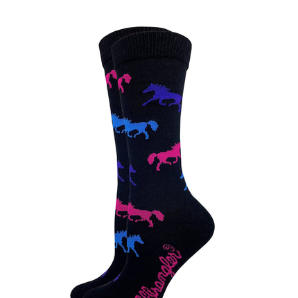 Ladies Running Horse Boot Socks (Black)