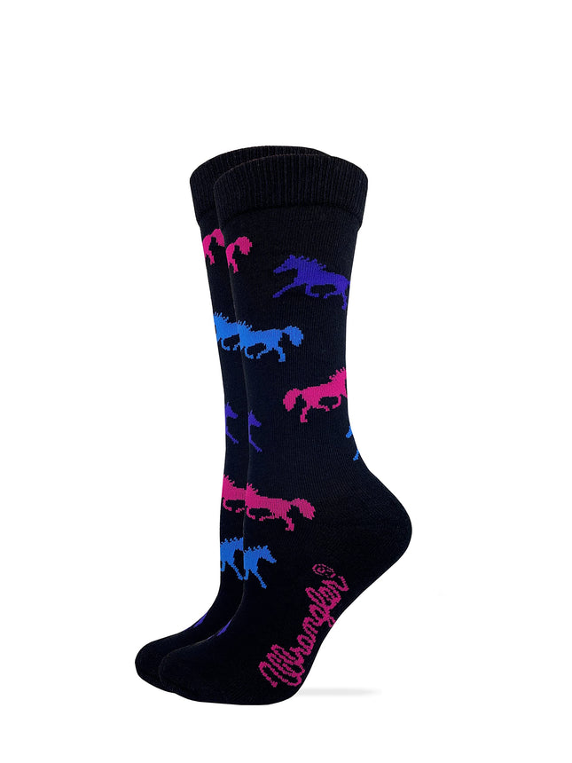 Ladies Running Horse Boot Socks (Black)