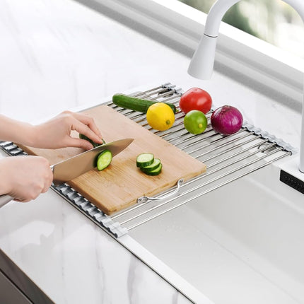 Tomorotec Roll Up Dish Drying Rack Over Sink, 304 Steel, 21x15.5, Marble