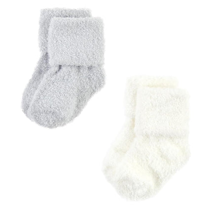 Hudson Baby Unisex Baby Cotton Rich Newborn and Terry Socks, Gray Taupe Stripe, 0-6 Months, Gray Taupe Stripe, 0-6 Months