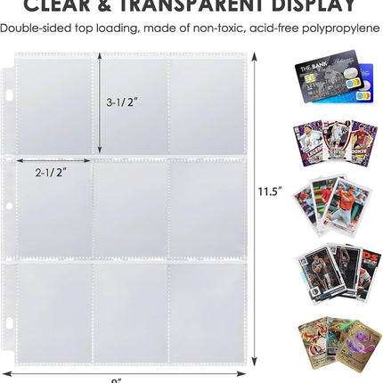 HBK Soccer Card Binder 900 Pockets, PU Leather Sports Cards Holder with 50 Removable Sleeves, 3-ring Trading Cards Binder for Cards Storage (Messi10)