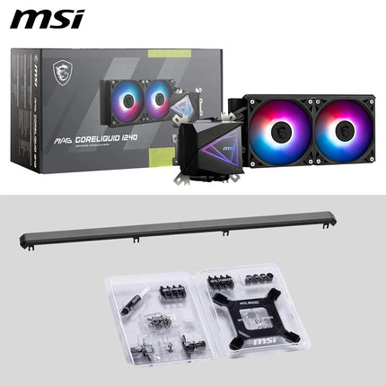 MSI MAG CORELIQUID I240 AIO CPU Liquid Cooler - Enlarged Copper Cold Plate, ARGB Blockhead & LDB Fans, Dual-Chamber Water Block, Split-Flow Radiator, Mystic Light Supported - Intel & AMD Compatible