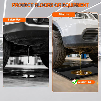 3 Pcs Extra Large Oil Drip Pan, Oil Drip Tray for Under Car, 35.4 X 24 X1.5 in Auto Oil Drip Pan, Plastic Catch Replacement Drain Tray for Garage Floor Clean, Fridges, Washing Machine, Cat Litter Box