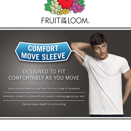 Fruit of the Loom Men's V-Neck Undershirts, Moisture Wicking & Tag Free, Also Available in Tall Sizes Underwear, White, X-Larget (Pack of 6)