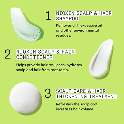 Nioxin System 2 Natural Hair Progressed Thinning Kit for Unisex, 3 Piece 10.1oz Cleanser Shampoo, 10.1 oz Scalp Therapy Conditioner, 3.38oz Scalp and Hair Treatment, 3 count