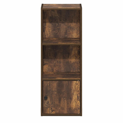 Furinno LUDER 3-Tier Open Shelf Bookcase with 1 Door Cabinet, Amber Pine