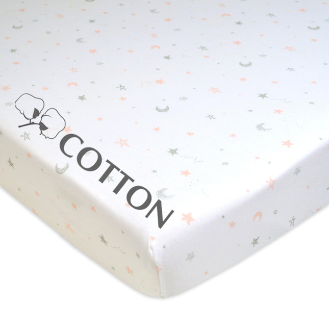 Drap-housse en jersey de coton 100 % naturel imprimé American Baby Company, pour parc pliant, motif étoiles et lune roses, doux et respirant, pour filles