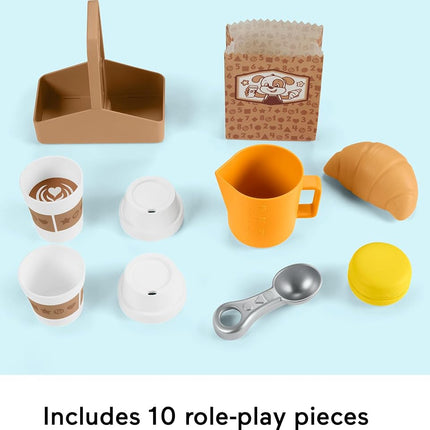 Fisher-Price Toddler Toy Laugh & Learn Coffee Café Musical Playset with Educational Songs & 10 Pretend Play Pieces for Kids Ages 18+ Months, HTW96