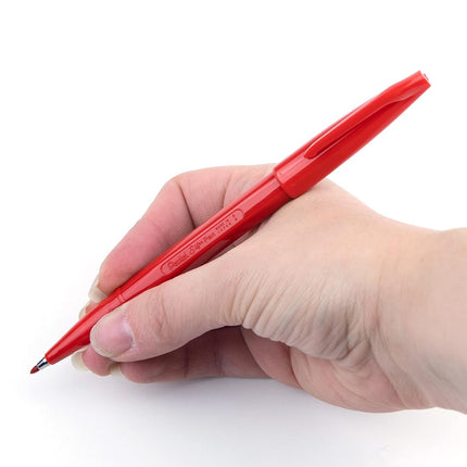 Pentel Sign Pen Fiber-Tipped Pen, Red Ink, Box of 12 (S520-B)