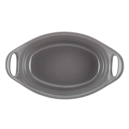 Rachael Ray Solid Glaze Ceramics Au Gratin Bakeware/Baker Set, Oval - 2 Piece, Gray