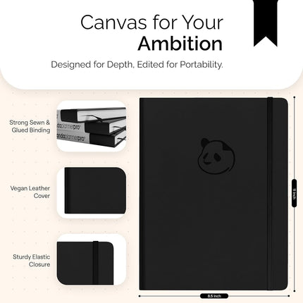 Panda Planner Pro - Best Daily Planner for Happiness & Productivity - 8.5 x 11" Softcover - Undated Day - Guaranteed to Get You Organized - Gratitude & Goals 6 Month Journal (Black)