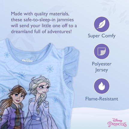 Disney Girls' Nightgown, Soft & Cute Pyjamas for Kids Nightdress, Frozen 2, 6