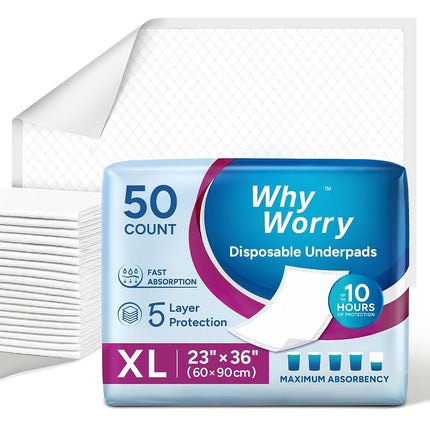 WhyWorry Disposable Incontinence Bed Pads for Adul